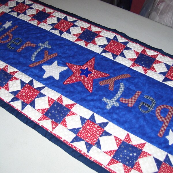 Patriotic table runner-table decoration for summer-4th of July table runner