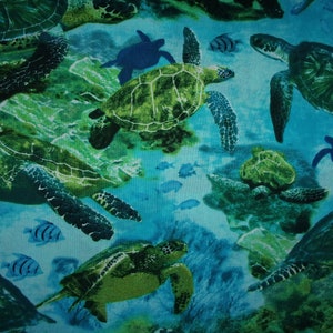 Sea turtles cotton fabric