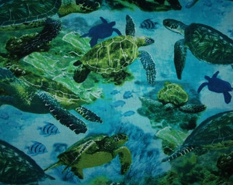 Sea turtles cotton fabric