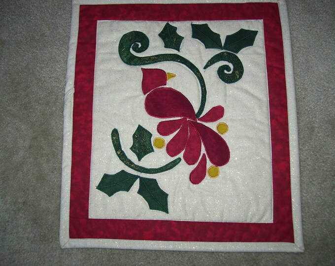 Cardinal Quilt for Wall or Tablered Bird Quiltchristmas Quilt for