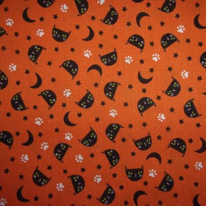 Halloween black cat cotton fabric by the yard