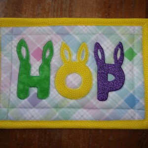 Easter themed mug rug or pot holder-message for Easter mug rug or pot holder