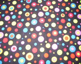 Cotton quilting fabric-bright colored dots for any sewing or quilting project-remnant
