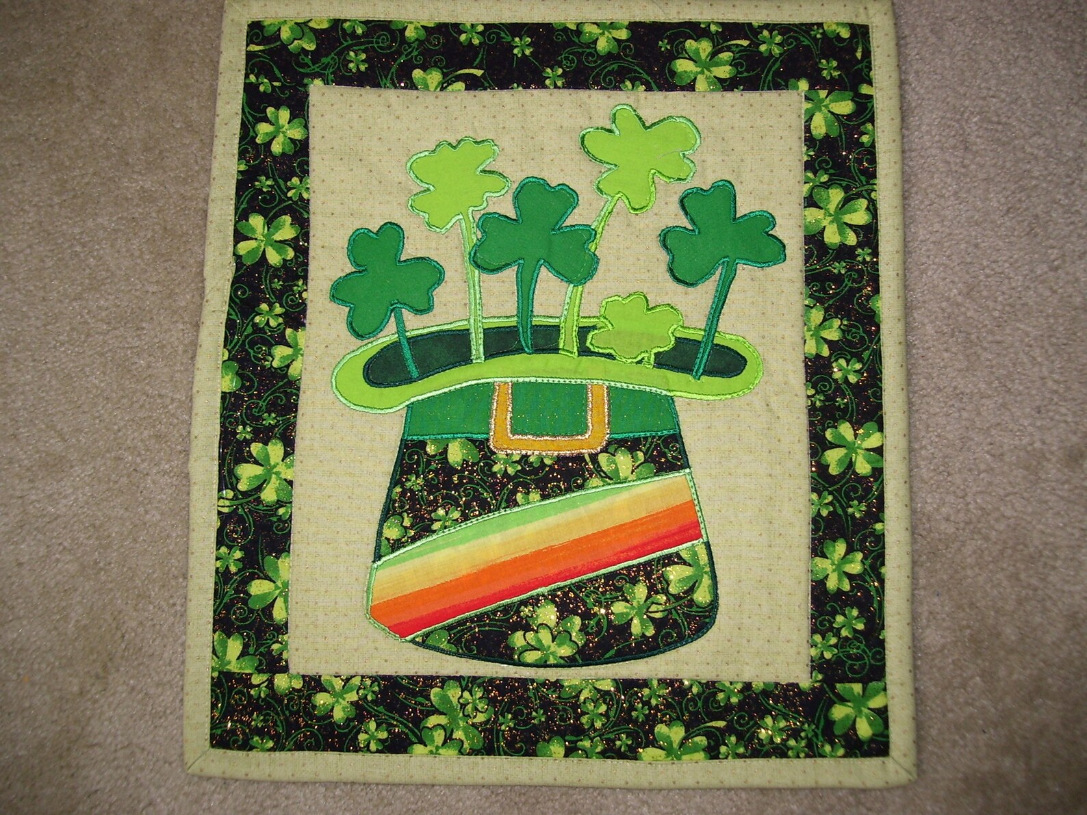 St Patricks Day quilt for wall or tableshamrock quilt Etsy Quilts for st patricks day pattern collection