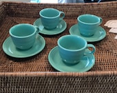 Fiesta ware tea cups saucers set of four Homer Laughlin china Co.