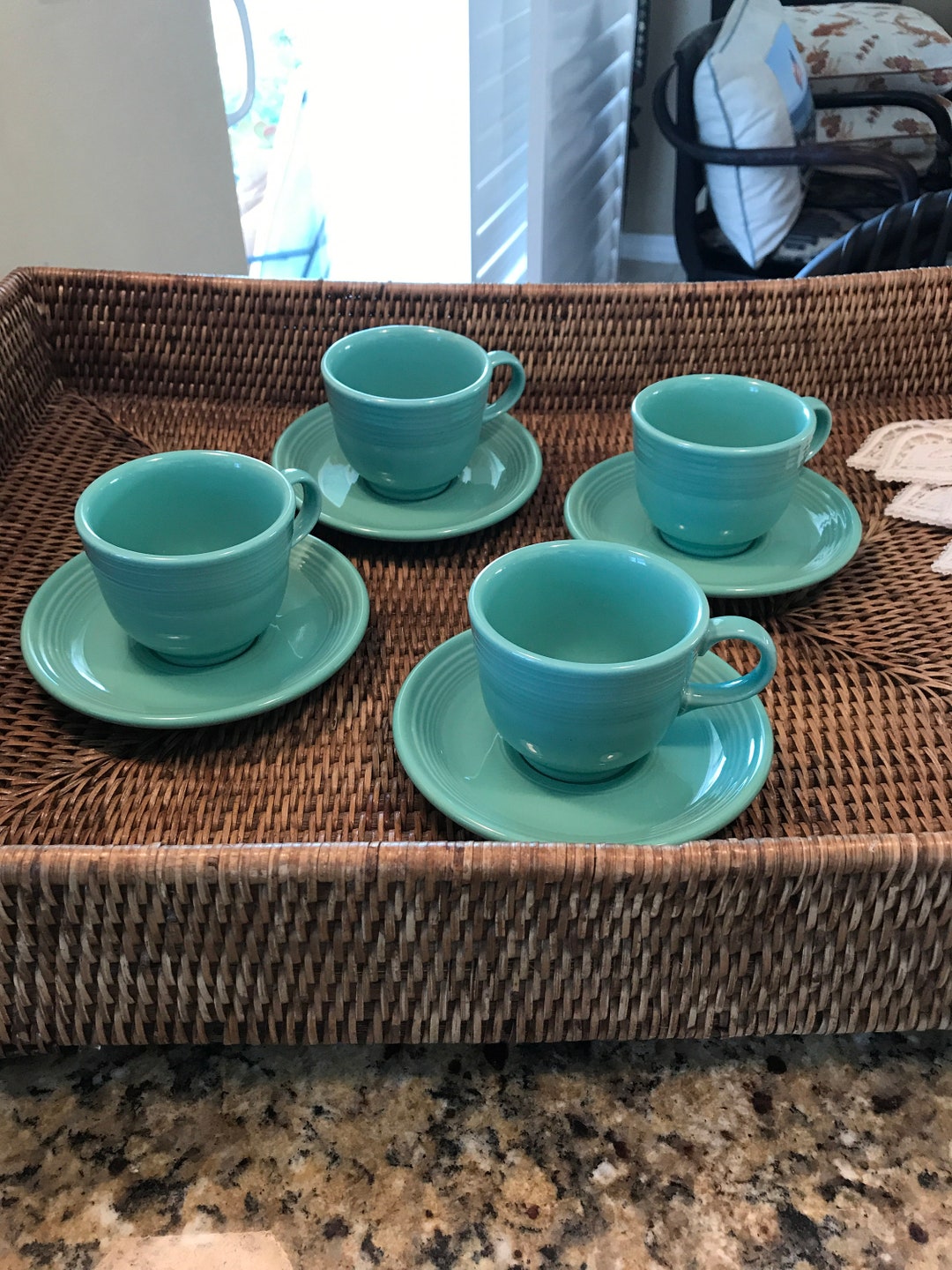 Fiesta Ware Tea Cups & Saucers Set of Four Homer Laughlin China Co. Etsy