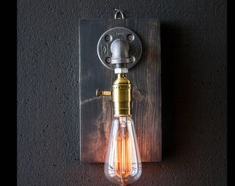 Plug in Sconce-Table lamp-Wall sconce-Steampunk lamp-Rustic home decor-Gift for men-Farmhouse decor-Home decor-Desk accessories-Bedside lamp