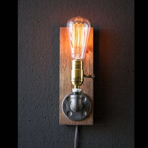Plug in Sconce-Tablelamp-Wall sconce-Steampunk lamp-Rustic home decor-Gift for men-Farmhouse decor-Home decor-Desk accessories-Bedside lamp image 4