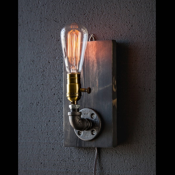 Plug in Sconce-Table lamp-Wall sconce-Steampunk lamp-Rustic home decor-Gift for men-Farmhouse decor-Home decor-Desk accessories-Bedside lamp