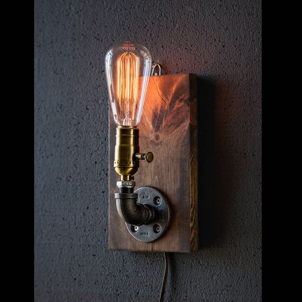 Unique Plug in wall Sconce-Table lamp-Steampunk lamp-Rustic home decor-Gift for men-Farmhouse decor-Home decor-Desk accessories-Bedside lamp