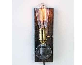 Plug in Sconce-Table lamp-Wall sconce-Steampunk lamp-Rustic home decor-Gift for men-Farmhouse decor-Home decor-Desk accessories-Bedside lamp