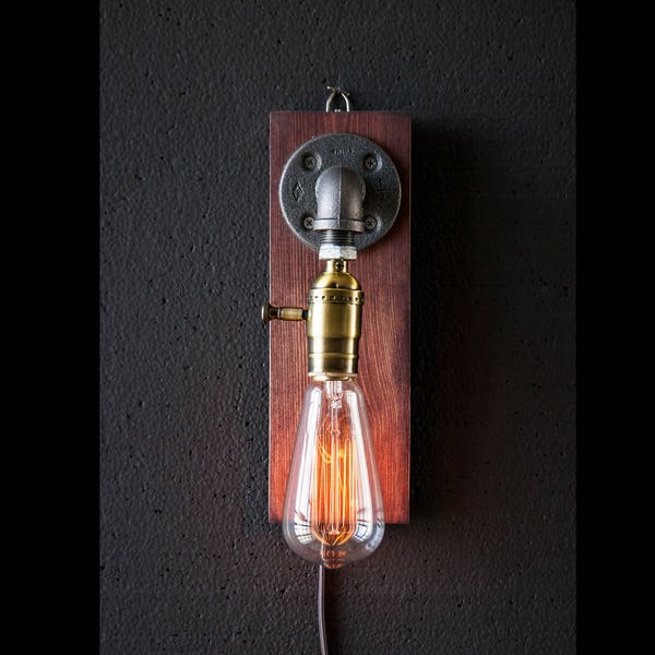 Plug in Sconce-Table lamp-Wall sconce-Steampunk lamp-Rustic home decor-Gift for men-Farmhouse decor-Home decor-Desk accessories-Bedside lamp