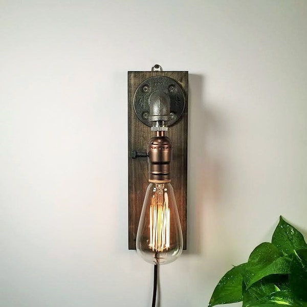 Plug in Sconce-Table lamp-Wall sconce-Steampunk lamp-Rustic home decor-Gift for men-Farmhouse decor-Home decor-Desk accessories-Bedside lamp