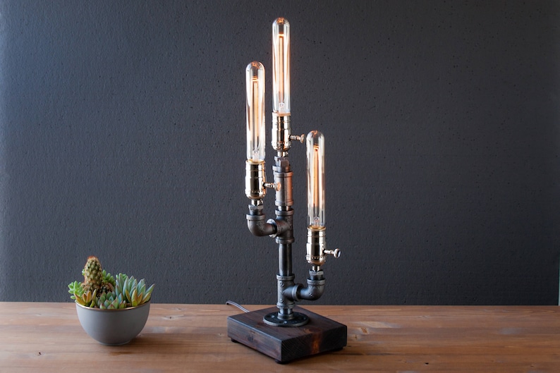 Edison Table lamp-Desk lamp Steampunk lamp-Rustic home decor-Gift for men-Farmhouse decor-Home decor-Desk accessories-Industrial lighting image 4