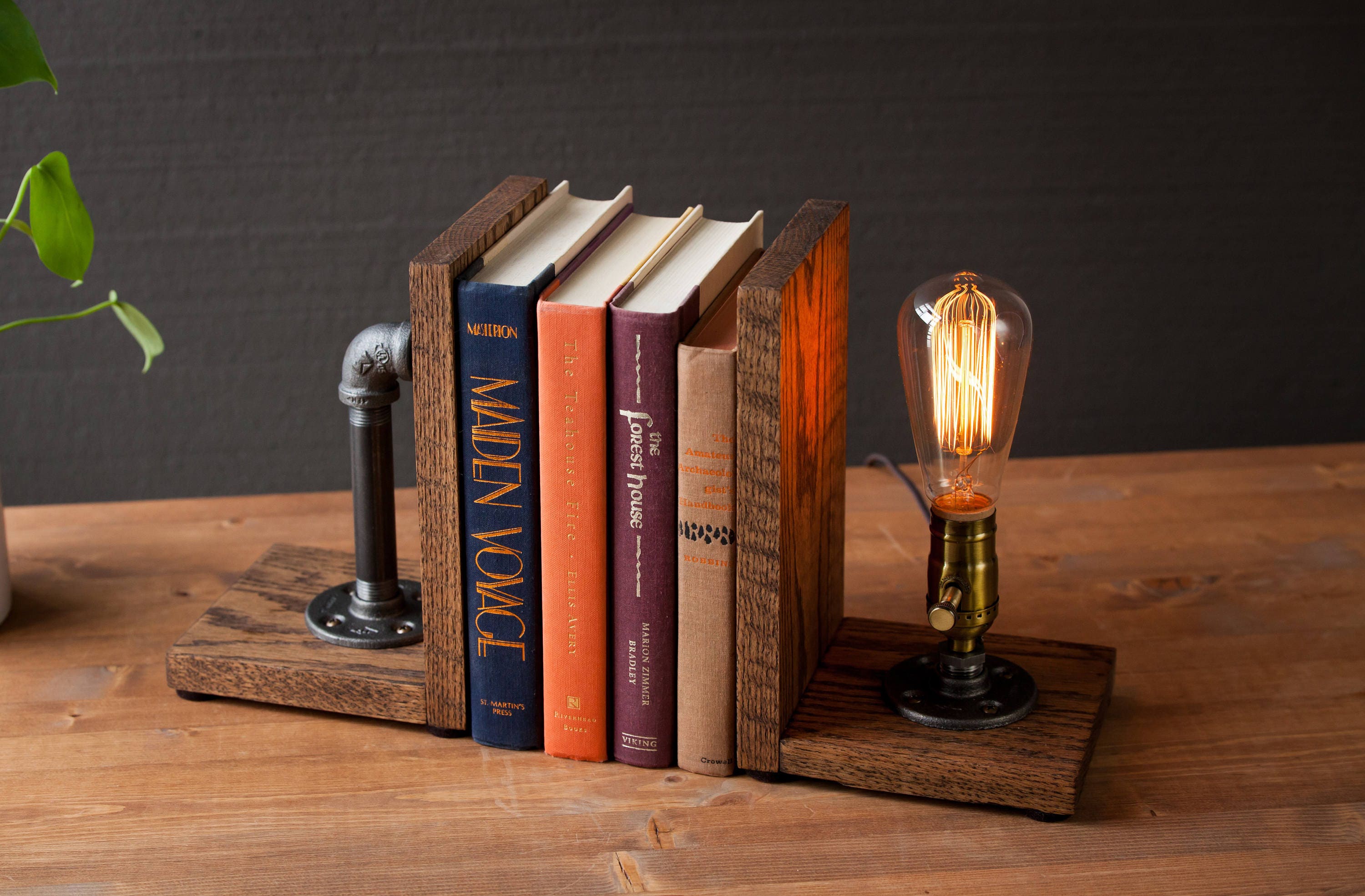 Bookend Lamp Rustic Decor Industrial Lamp Steampunk Etsy