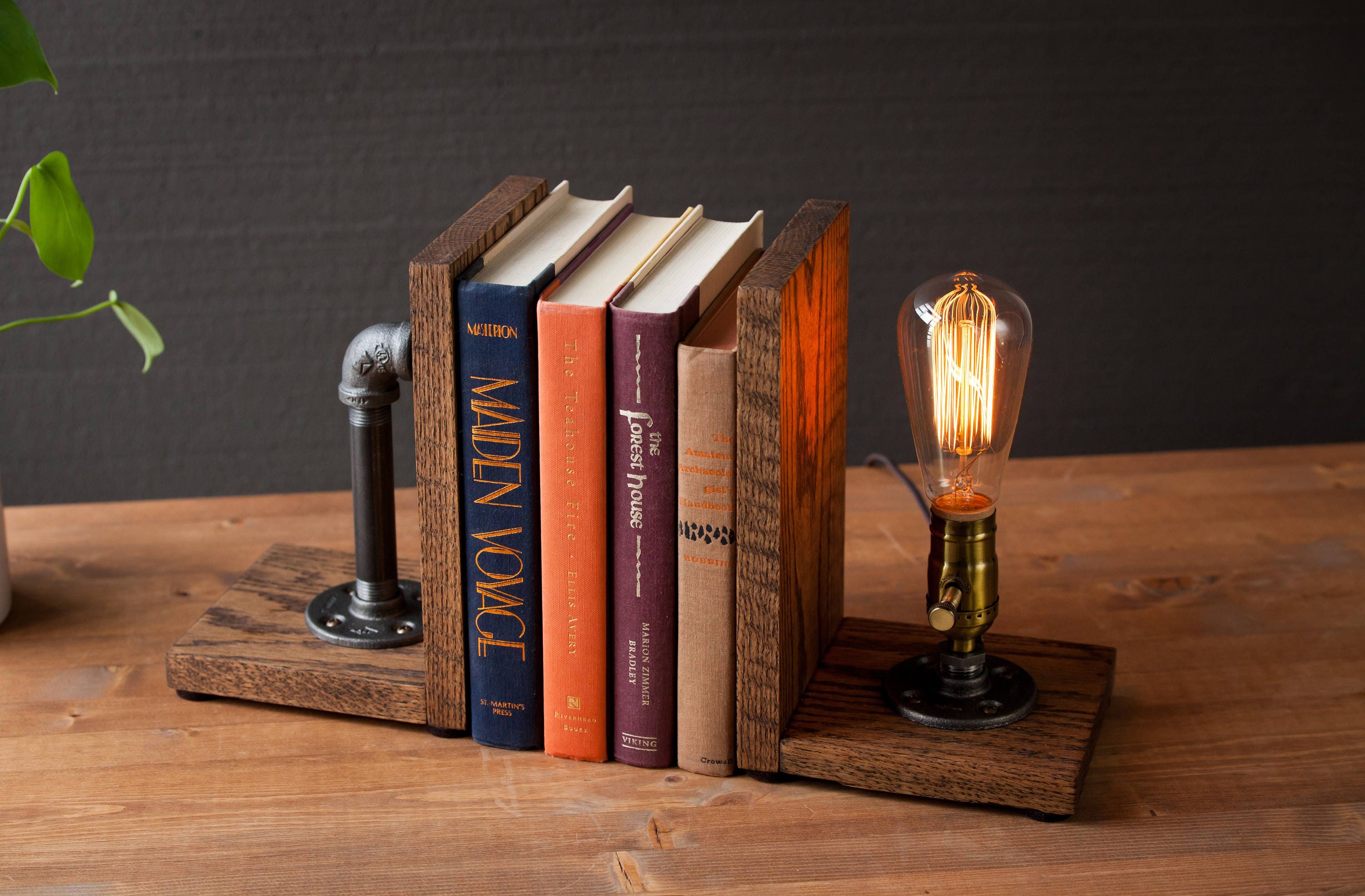 Bookend Lamp Rustic Decor Industrial Lamp Steampunk Light Unique