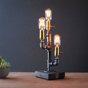 Cactus Table lamp-Edison Steampunk desk lamp-Rustic home decor-Gift for men-Farmhouse decor-Home decor-Desk accessories-Industrial lighting Bild 7