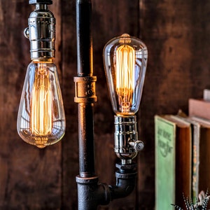 Edison Steampunk lamp-Table lamp-Desk lamp-Rustic home decor-Gift for men-Farmhouse decor-Home decor-Desk accessories-Industrial lighting image 7