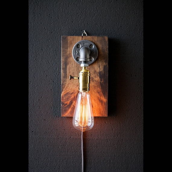 Plug in Sconce-Table lamp-Wall sconce-Steampunk lamp-Rustic home decor-Gift for men-Farmhouse decor-Home decor-Desk accessories-Bedside lamp