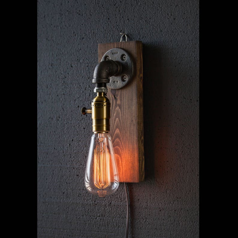 Plug in Sconce-Tablelamp-Wall sconce-Steampunk lamp-Rustic home decor-Gift for men-Farmhouse decor-Home decor-Desk accessories-Bedside lamp image 6