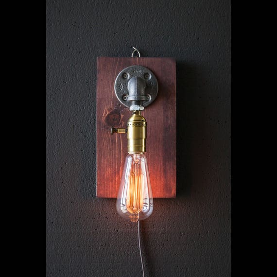 Plug in Sconce-Table lamp-Wall sconce-Steampunk lamp-Rustic home decor-Gift for men-Farmhouse decor-Home decor-Desk accessories-Bedside lamp