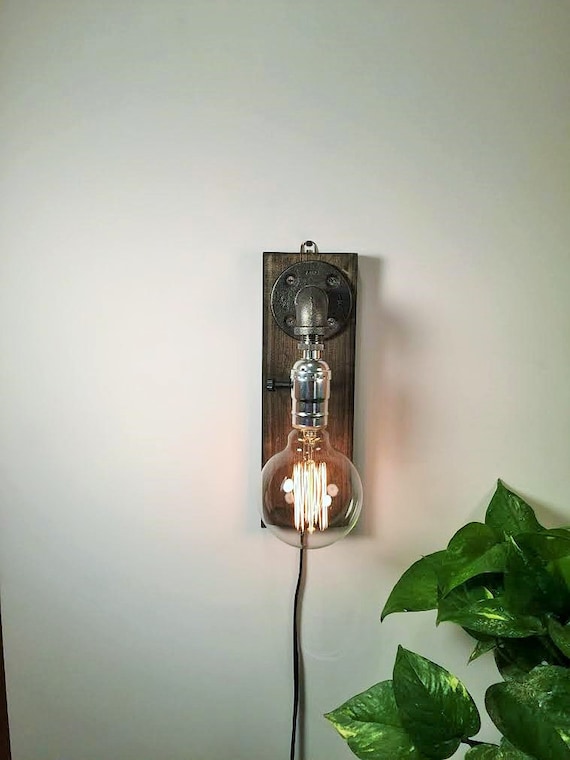 Plug in Sconce-Table lamp-Wall sconce-Steampunk lamp-Rustic home decor-Gift for men-Farmhouse decor-Home decor-Desk accessories-Bedside lamp