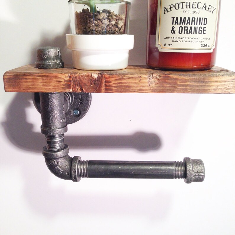 Industrial Pipe Shelf Steampunk Bathroom Fixture Rustic Etsy