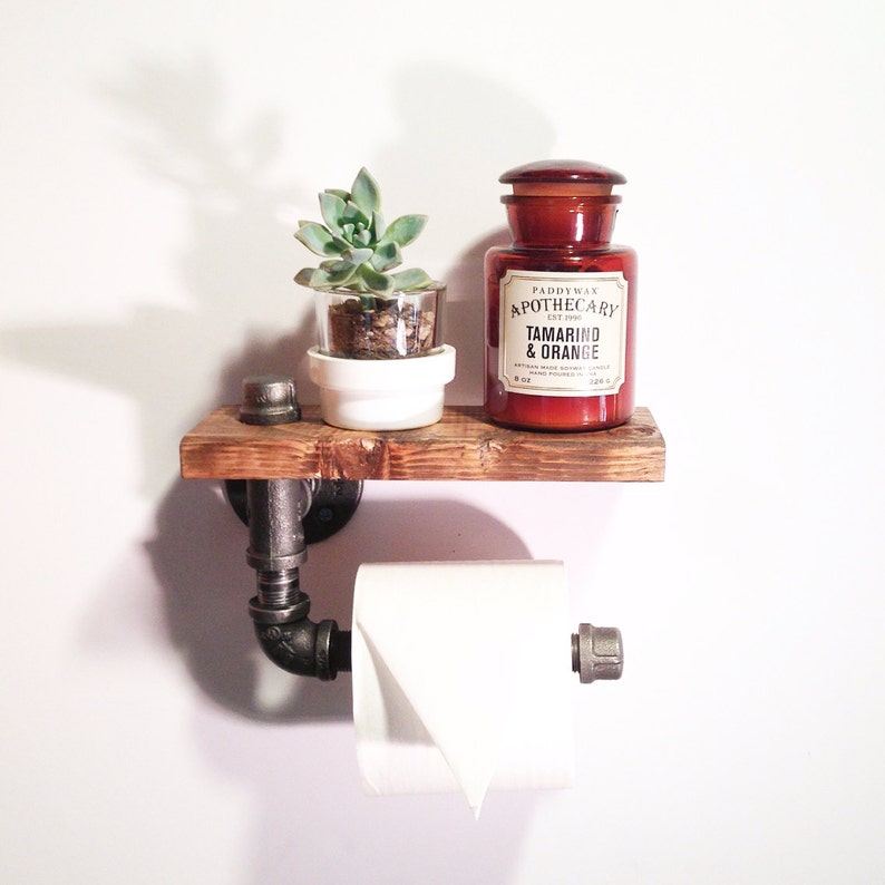 Industrial Pipe Shelf Steampunk Bathroom Fixture Rustic Etsy
