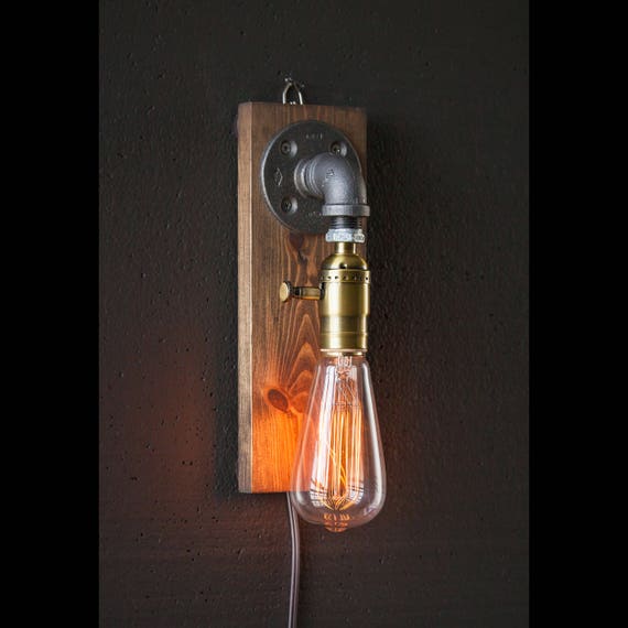 Plug in Sconce-Table lamp-Wall sconce-Steampunk lamp-Rustic home decor-Gift for men-Farmhouse decor-Home decor-Desk accessories-Bedside lamp