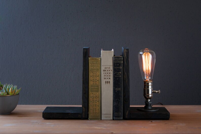 Bookend Lamp/rustic Decor/industrial Lamp/steampunk Etsy