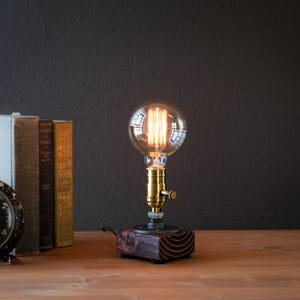 Table lamp-Desk lamp-Edison Steampunk lamp-Rustic home decor-Gift for men-Farmhouse decor-Home decor-Desk accessories-Industrial lighting image 9