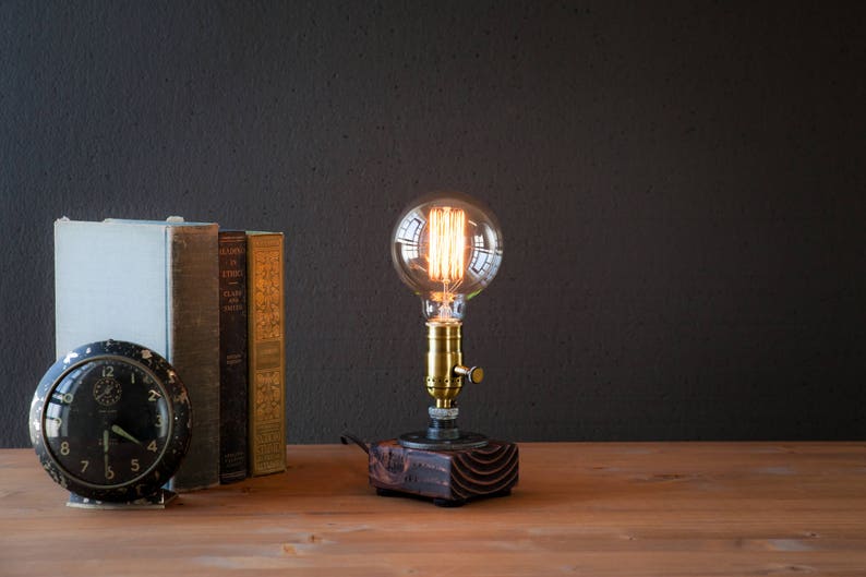 Table lamp-Desk lamp-Edison Steampunk lamp-Rustic home decor-Gift for men-Farmhouse decor-Home decor-Desk accessories-Industrial lighting image 9