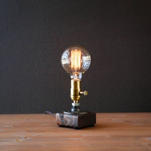 Table lamp-Desk lamp-Edison Steampunk lamp-Rustic home decor-Gift for men-Farmhouse decor-Home decor-Desk accessories-Industrial lighting image 7