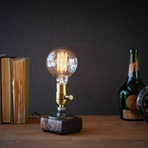 Table lamp-Desk lamp-Edison Steampunk lamp-Rustic home decor-Gift for men-Farmhouse decor-Home decor-Desk accessories-Industrial lighting image 8