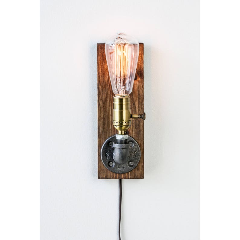 Plug in Sconce-Tablelamp-Wall sconce-Steampunk lamp-Rustic home decor-Gift for men-Farmhouse decor-Home decor-Desk accessories-Bedside lamp image 1