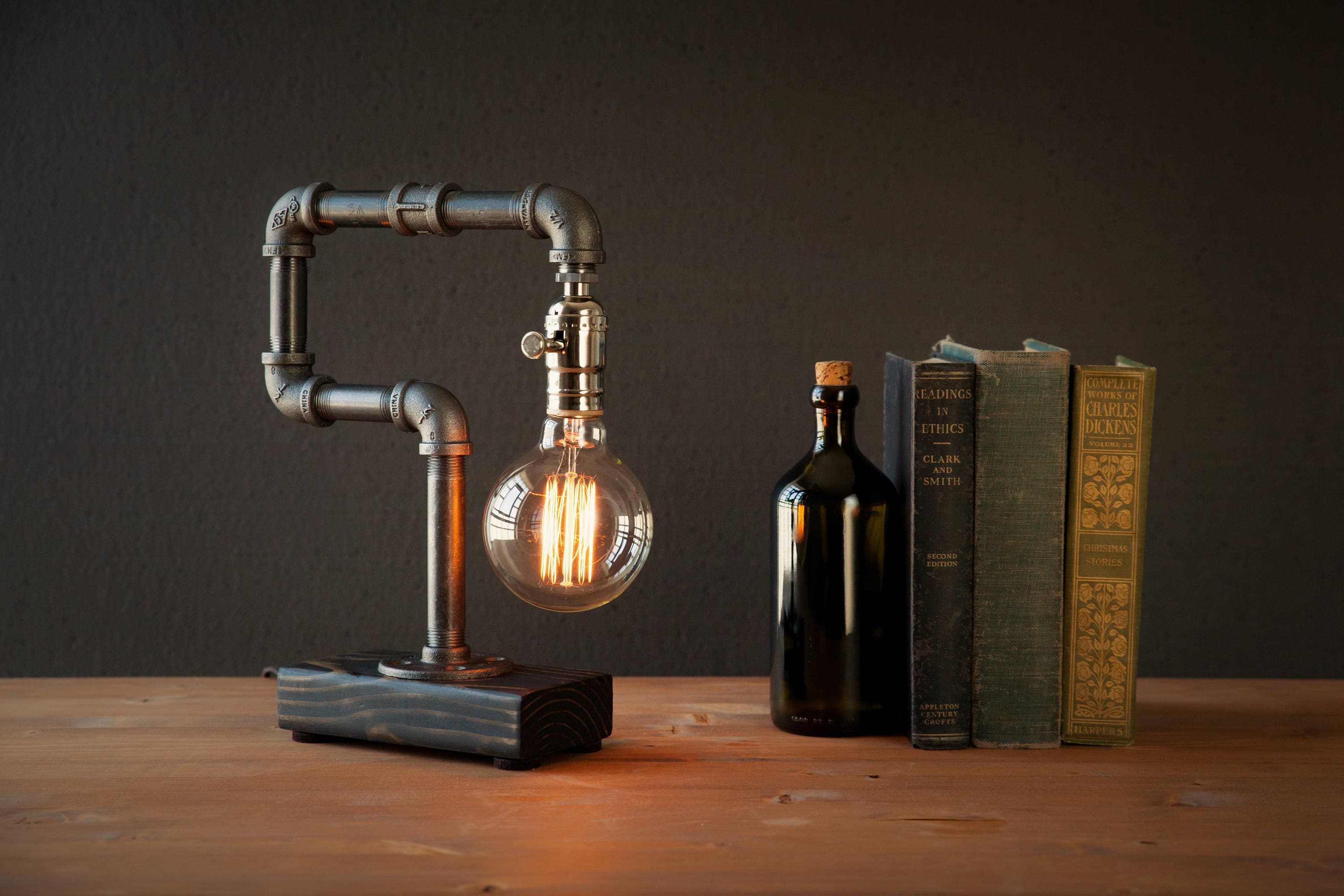 Edison lamp/Rustic decor/Unique Table lamp/Industrial | Etsy