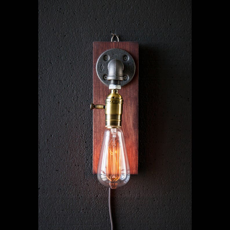 Plug in Sconce-Tablelamp-Wall sconce-Steampunk lamp-Rustic home decor-Gift for men-Farmhouse decor-Home decor-Desk accessories-Bedside lamp image 5