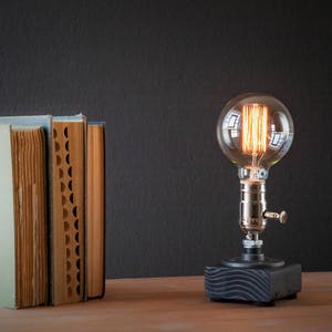 Table lamp-Desk lamp-Edison Steampunk lamp-Rustic home decor-Gift for men-Farmhouse decor-Home decor-Desk accessories-Industrial lighting image 10