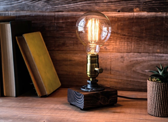 Table Lamp-desk Lamp-edison Steampunk Lamp-rustic Home Decor-gift for Men-farmhouse  Decor-home Decor-desk Accessories-industrial Lighting 