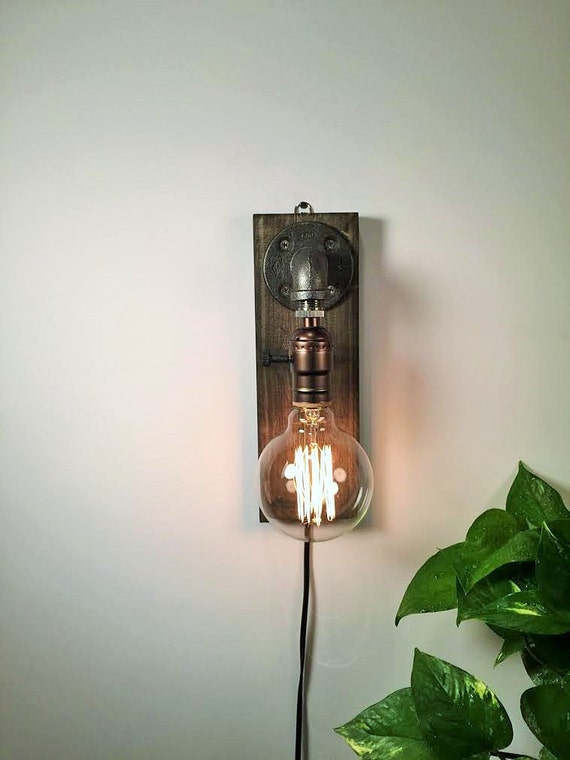 Plug in Sconce-Table lamp-Wall sconce-Steampunk lamp-Rustic home decor-Gift for men-Farmhouse decor-Home decor-Desk accessories-Bedside lamp