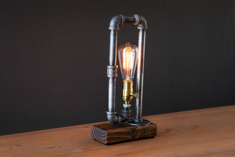 Table lamp-Desk lamp-Edison Steampunk lamp-Rustic home decor-Gift for men-Farmhouse decor-Home decor-Desk accessories-Industrial lighting image 4