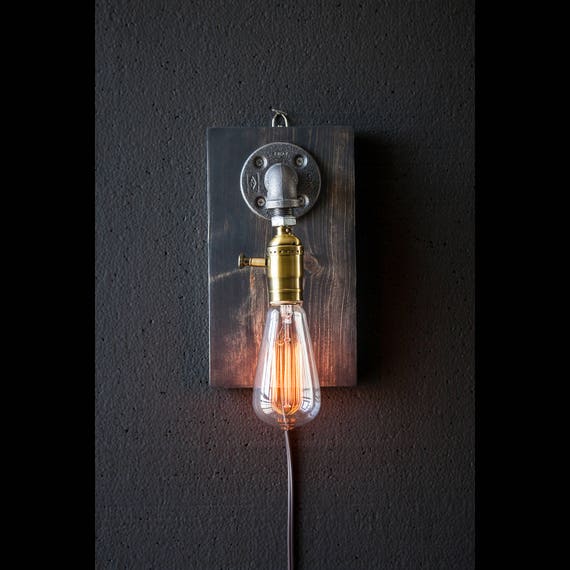 Plug in Sconce-Table lamp-Wall sconce-Steampunk lamp-Rustic home decor-Gift for men-Farmhouse decor-Home decor-Desk accessories-Bedside lamp