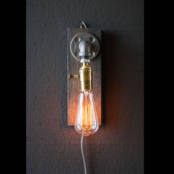 Plug in Sconce-Table lamp-Wall sconce-Steampunk lamp-Rustic home decor-Gift for men-Farmhouse decor-Home decor-Desk accessories-Bedside lamp