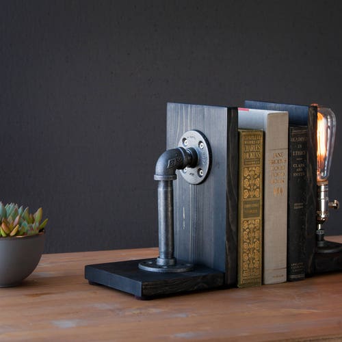 Bookend Lamp/rustic Decor/industrial Lamp/steampunk Etsy