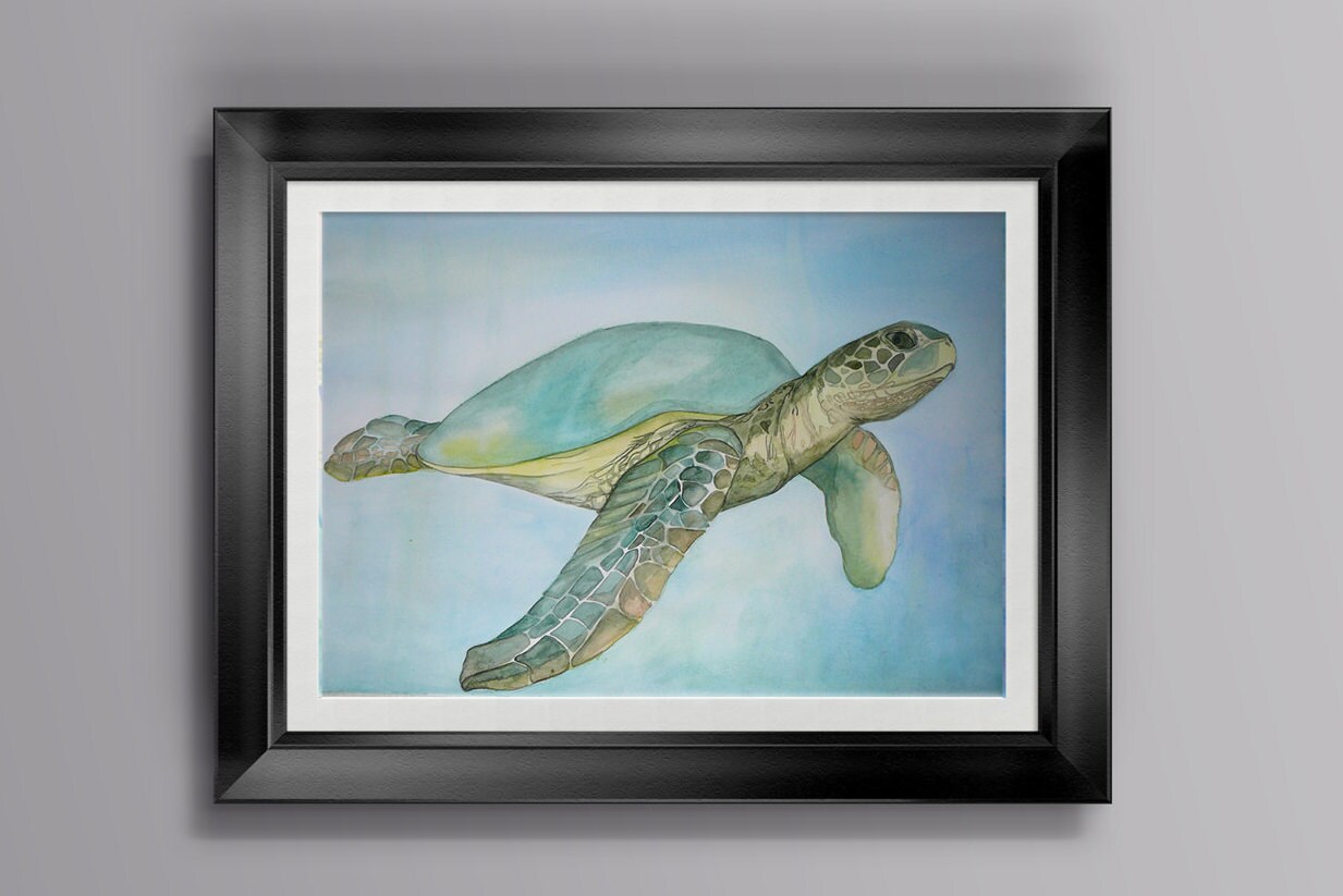 Sea Turtle Print Watercolor Turtle Painting Turtle Artwork | Etsy