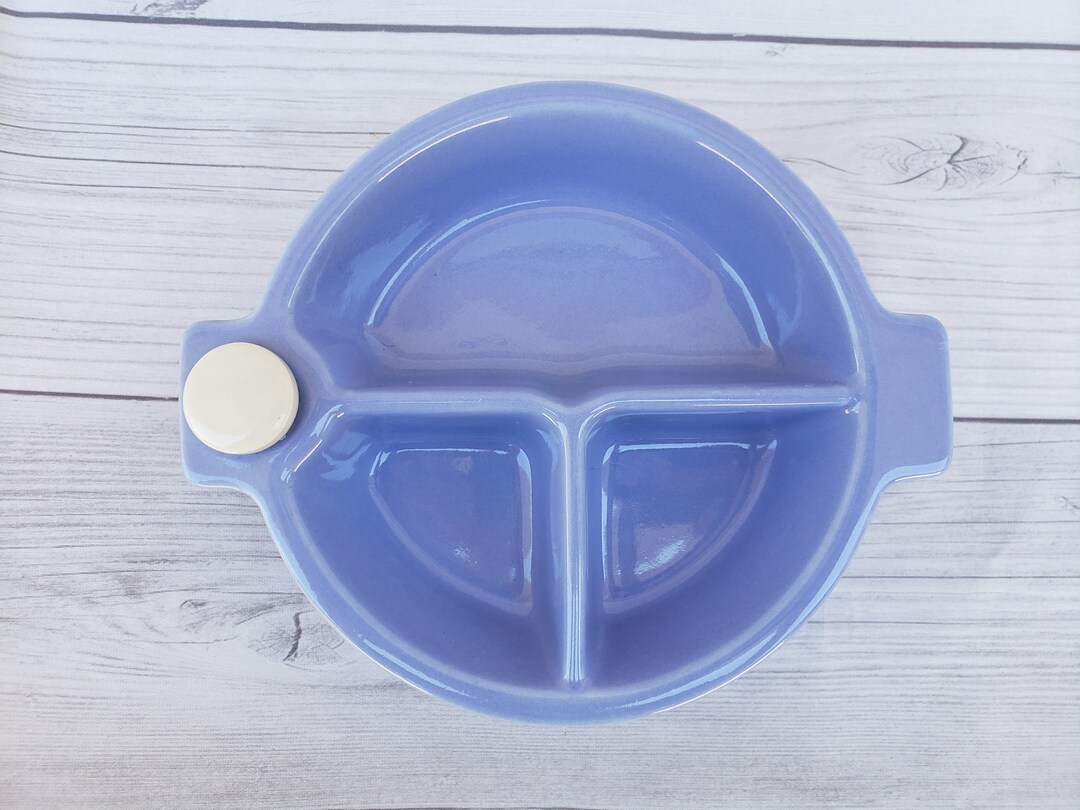 Vintage Divided Baby Food Warmer Dish Blue With Stopper Etsy