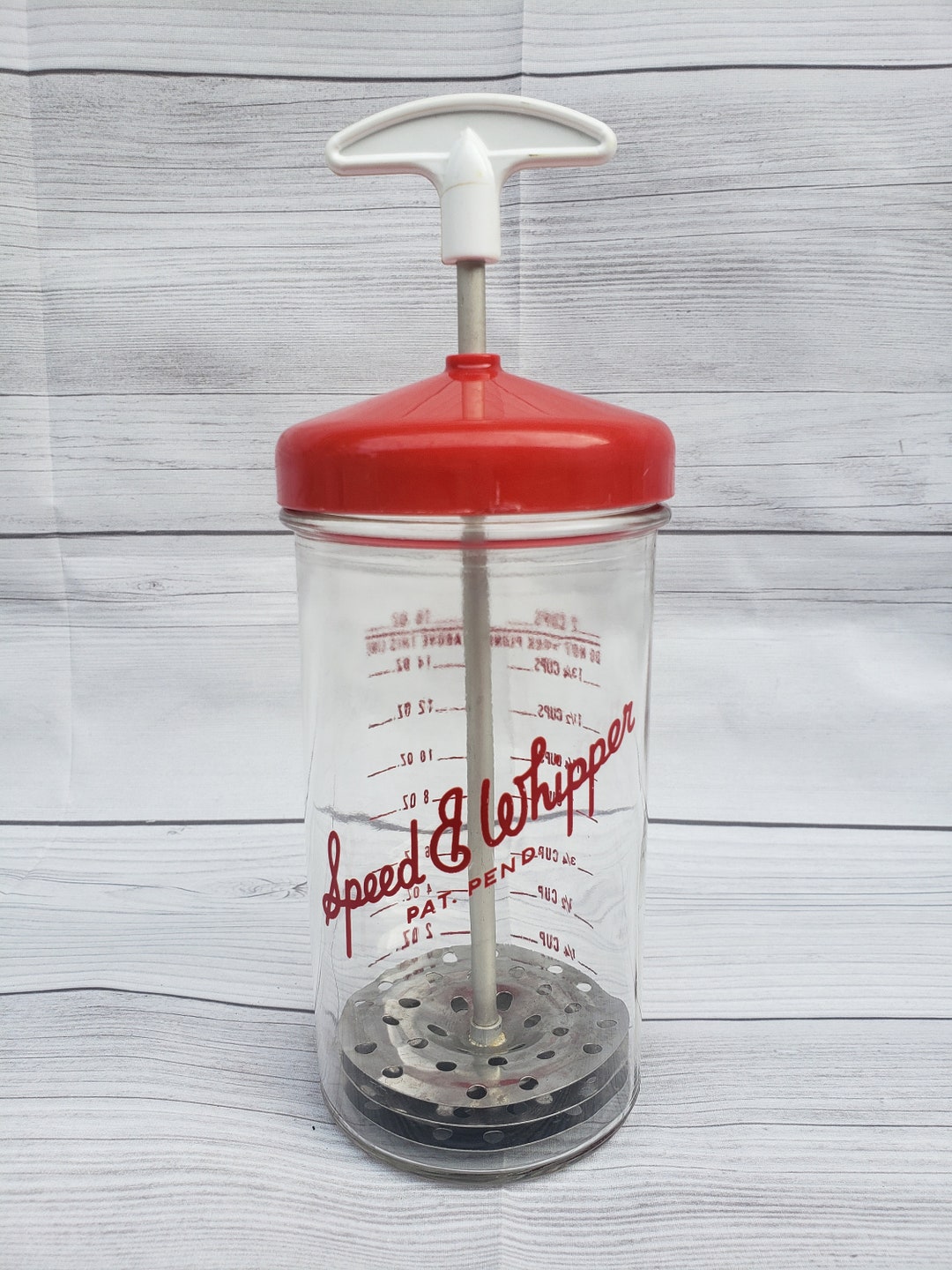 Vintage Speed E Whipper 1950s Red & Clear 2 Cup/16 OZ Metal Etsy