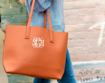 Vegan Leather Monogrammed Travel Bag Large Handbag Monogrammed Purse Personalized Purse