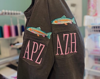 Monogram Trout Pocket Tee, Rainbow Trout, Girls Fishing Shirt, Monogram Pocket Tee, Comfort Colors, Summer Shirt