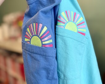 Embroidered Sunshine Pocket Tee, Comfort Colors, Summer Shirt
